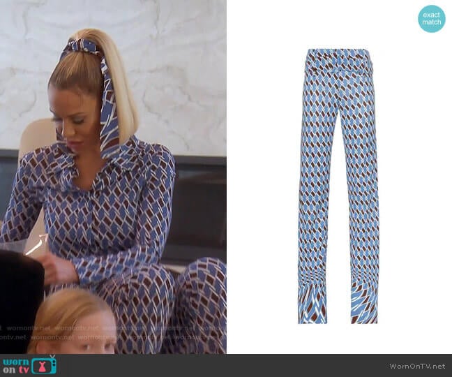 Psychedelic Argyle Print Belted Trousers by Prada worn by Dorit Kemsley on The Real Housewives of Beverly Hills