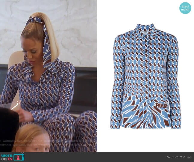 Geometric Print Shirt by Prada worn by Dorit Kemsley on The Real Housewives of Beverly Hills