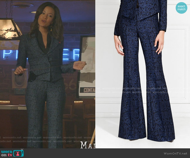 Lorette Snake Printed Flared Pants by Rachel Zoe worn by Maria DeLuca (Heather Hemmens) on Roswell New Mexico