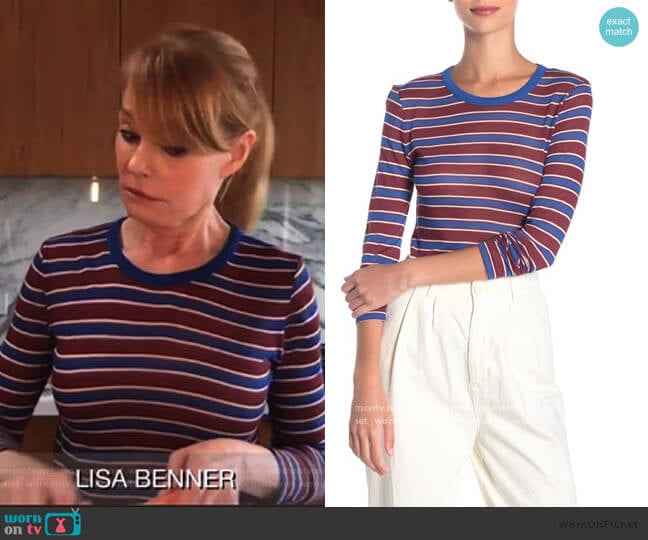 Avery Striped Cashmere-Blend Shirt by Rag and Bone worn by Lisa Benner (Marg Helgenberger) on All Rise