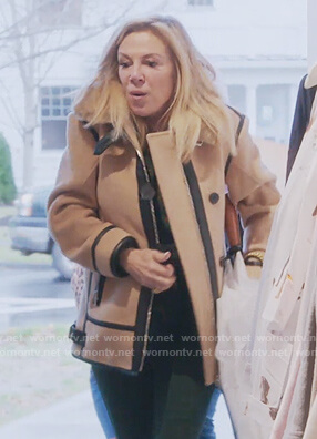 Ramona’s beige contrast trim coat on The Real Housewives of New York City
