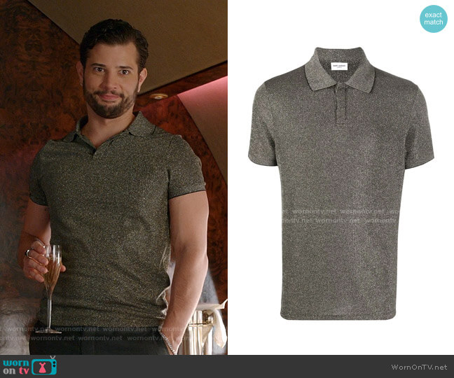 Metallic Polo Shirt by Saint Laurent worn by Sam Flores (Rafael de la Fuente) on Dynasty