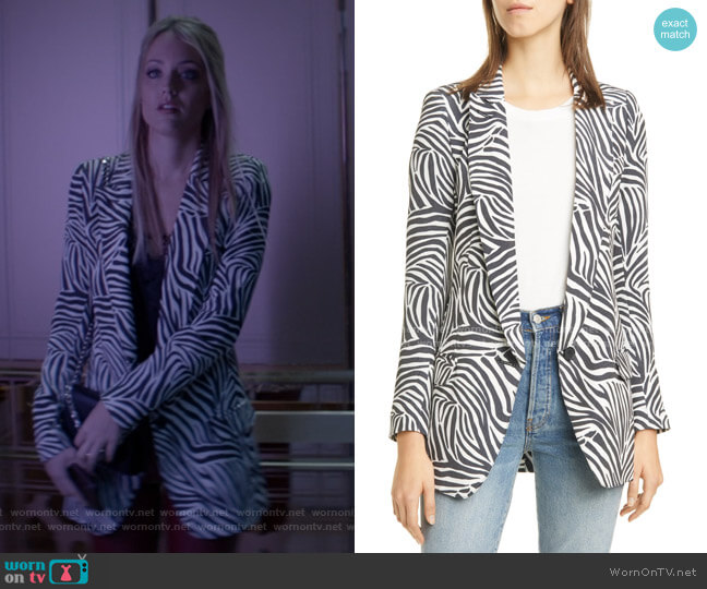 Zebra Print Long Peaked Lapel Blazer by Smythe worn by Julia Pennyworth (Christina Wolfe) on Batwoman