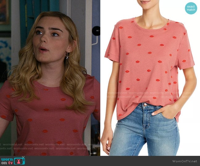 For The Love of Embroidered Lips Top by Splendid worn by Taylor Otto (Meg Donnelly) on American Housewife