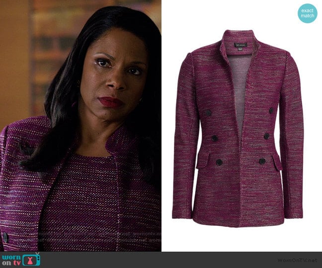 Ombre Ribbon Tweed Mandarin Collar Jacket by St. John worn by Liz Reddick-Lawrence (Audra McDonald) on The Good Fight