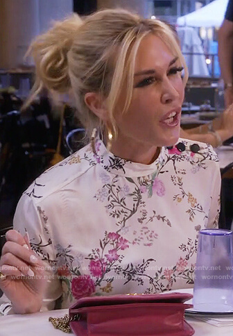 Tinsley's white floral blouse on The Real Housewives of New York City