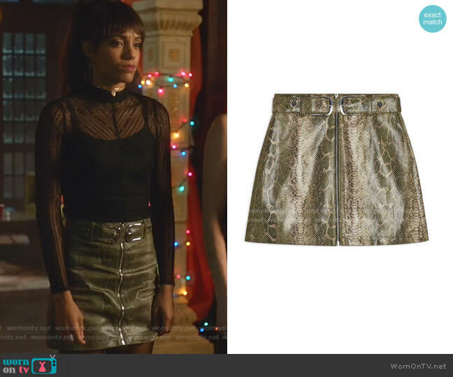 Snake Print Zip Miniskirt by Topshop worn by Charlie (Maisie Richardson-Sellers) on Legends of Tomorrow