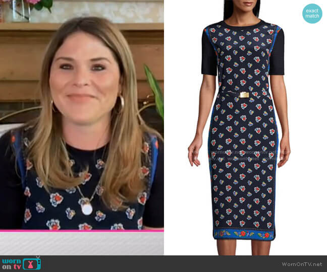 WornOnTV: Jenna’s black floral knit dress on Today | Jenna Bush Hager ...