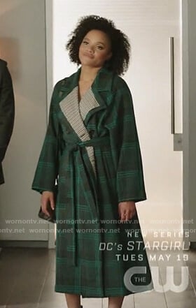 Vanessa’s green plaid wrap coat on Dynasty