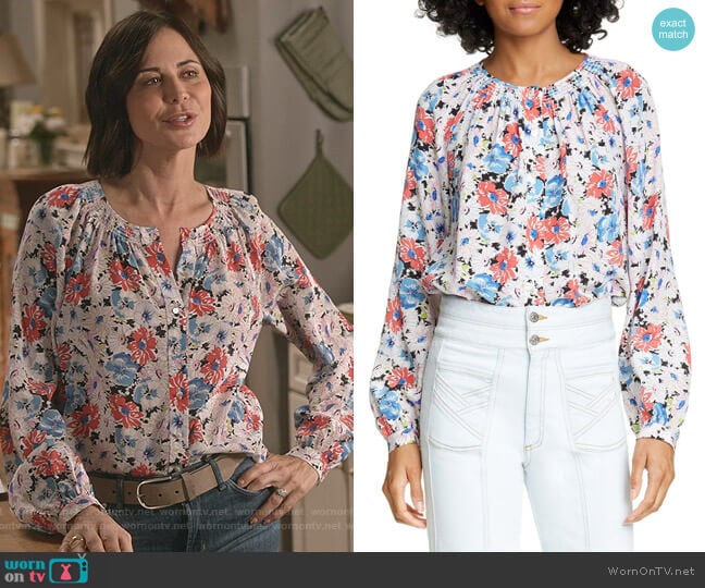 Madge Silk Floral Blouse by Veronica Beard worn by Cassandra Nightingale (Catherine Bell) on Good Witch