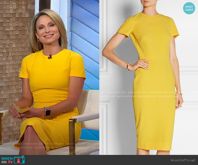 WornOnTV: Amy’s yellow short sleeve sheath dress on Good Morning ...