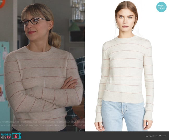 Cashmere Striped Sweater by Vince worn by Kara Danvers (Melissa Benoist) on Supergirl