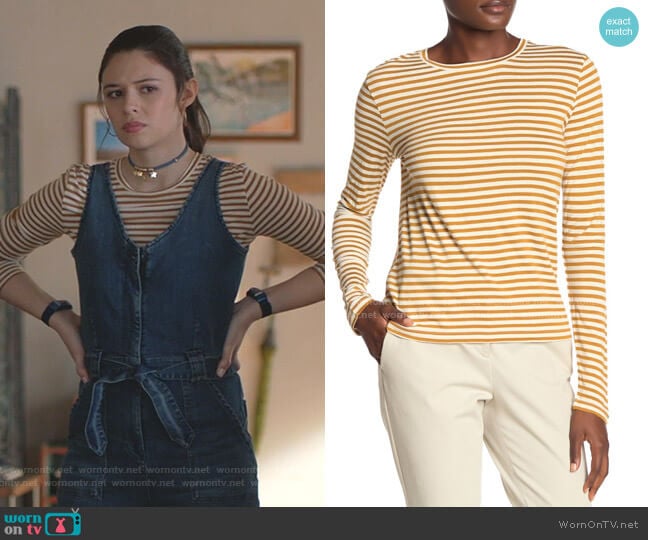 Striped Long Sleeve T-Shirt by Vince worn by Nia Nal (Nicole Maines) on Supergirl