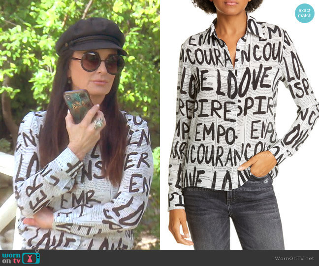 Willa Silk Top by Alice + Olivia worn by Kyle Richards  on The Real Housewives of Beverly Hills