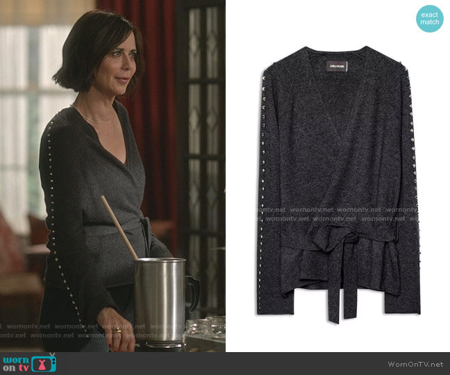 Lemmy Merino Studded Cardigan by Zadig & Voltaire worn by Cassandra Nightingale (Catherine Bell) on Good Witch