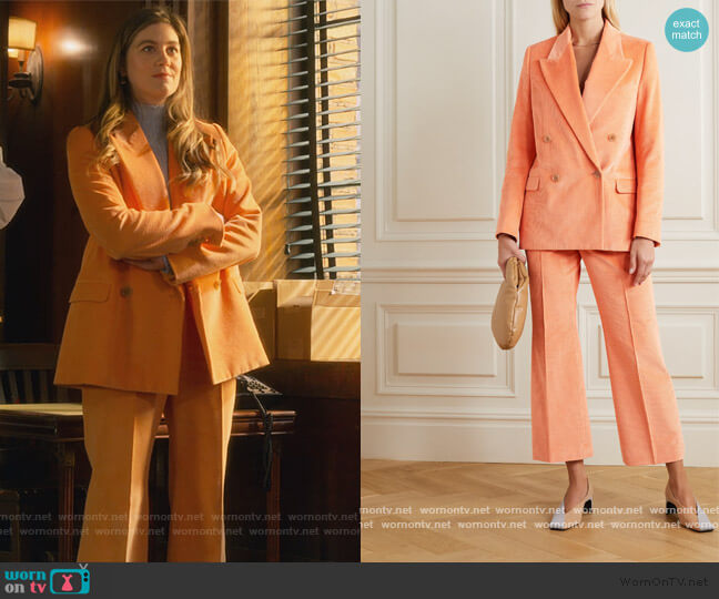 Corduroy Blazer and Pants by Acne Studios worn by McAfee (Laura Dreyfuss) on The Politician