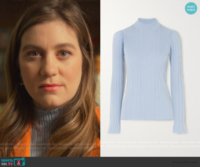 High Neck Ribbed Cotton Blend Top by Acne Studios worn by McAfee (Laura Dreyfuss) on The Politician