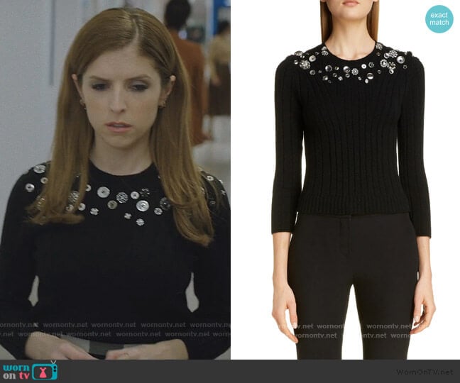 Button Detail Wool Blend Sweater by Alexander McQueen worn by Darby (Anna Kendrick) on Love Life