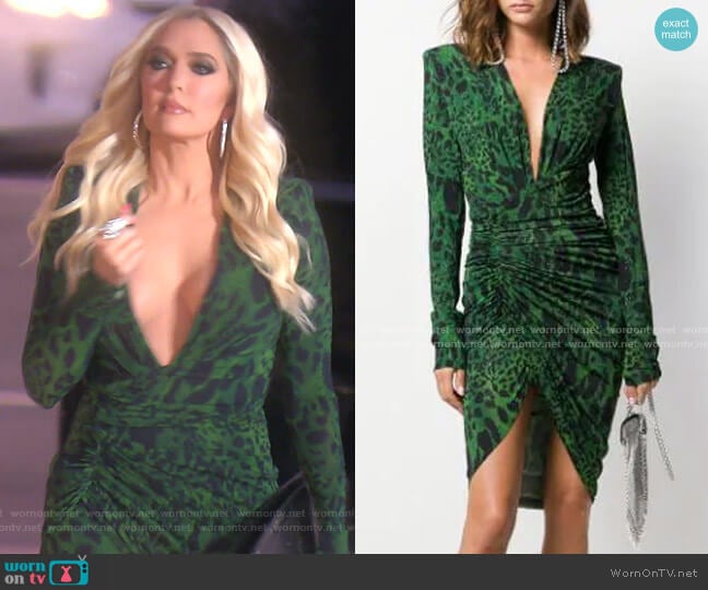 Animal Print Ruched Dress by Alexandre Vauthier worn by Erika Jayne on The Real Housewives of Beverly Hills