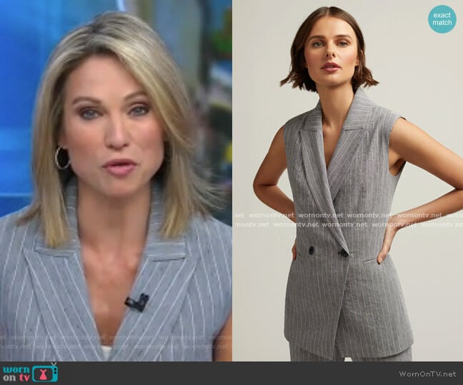 Belted Vest in Linen by Argent worn by Amy Robach on Good Morning America