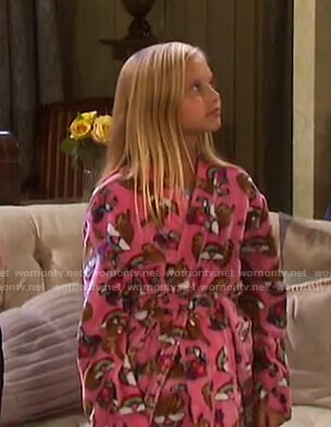 Arianna’s pink sloth print robe on Days of our Lives