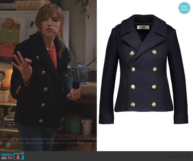 Classic cropped woollen pea coat by Celine worn by Darby (Anna Kendrick) on Love Life