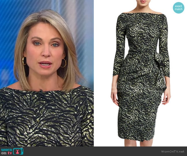 Zelma Side-Shirred Printed Dress by Chiara Boni La Petite Robe worn by Amy Robach on Good Morning America