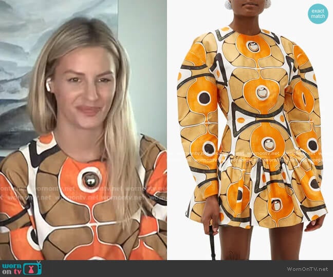 WornOnTV: Morgan’s orange abstract print dress on E! News Daily Pop ...