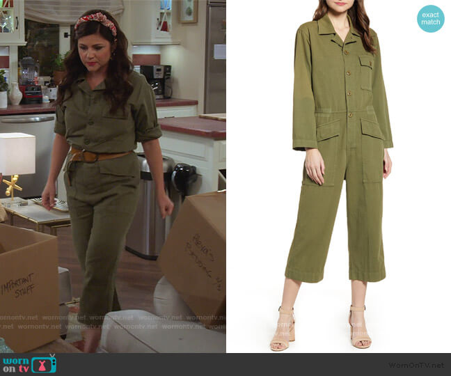 The Richland Cotton & Linen Jumpsuit by Current/Elliott worn by Lori Mendoza (Tiffani Thiessen) on Alexa & Katie