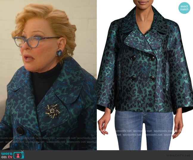 WornOnTV Hadassah s green leopard double breasted jacket on The Politician Bette Midler Clothes and Wardrobe from TV