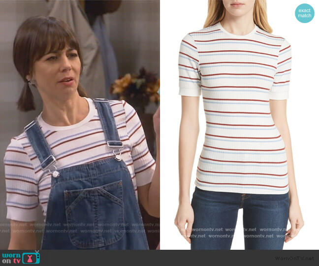 70s Stripe Fitted Tee worn by Elizabeth (Natasha Leggero) on Broke