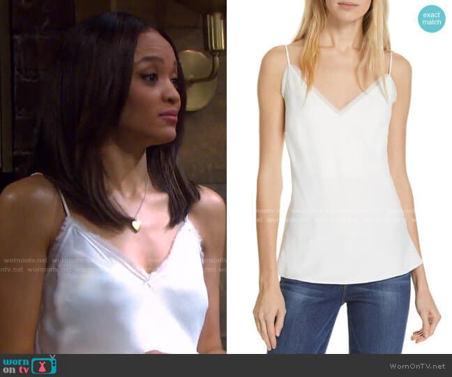 Fray Edge Satin Camisole by Frame worn by Lani Price (Sal Stowers) on Days of our Lives