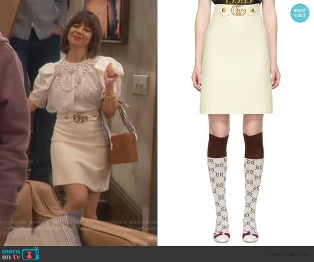 White Belted Skirt by Gucci worn by Elizabeth (Natasha Leggero) on Broke