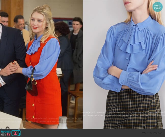 Detachable-ruffle silk-crepe Blouse by Gucci worn by Alice (Julia Schlaepfer) on The Politician