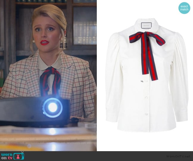 Bow Detail Shirt by Gucci worn by Alice (Julia Schlaepfer) on The Politician