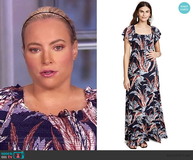 Off Shoulder Smocked Maternity Maxi Dress by Ingrid & Isabel worn by Meghan McCain on The View