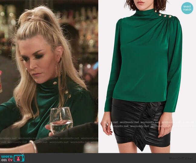 Monica Draped Silk Blouse by Intermix worn by Tinsley Mortimer  on The Real Housewives of New York City