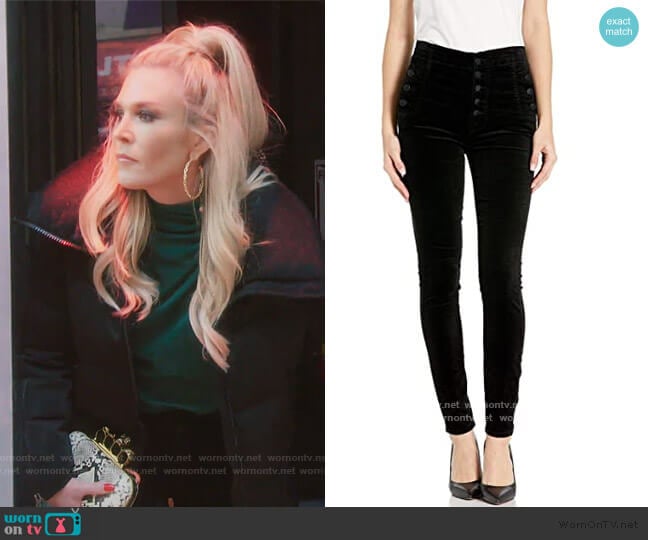 Natasha Sky High Velvet Pants by J Brand worn by Tinsley Mortimer on The Real Housewives of New York City