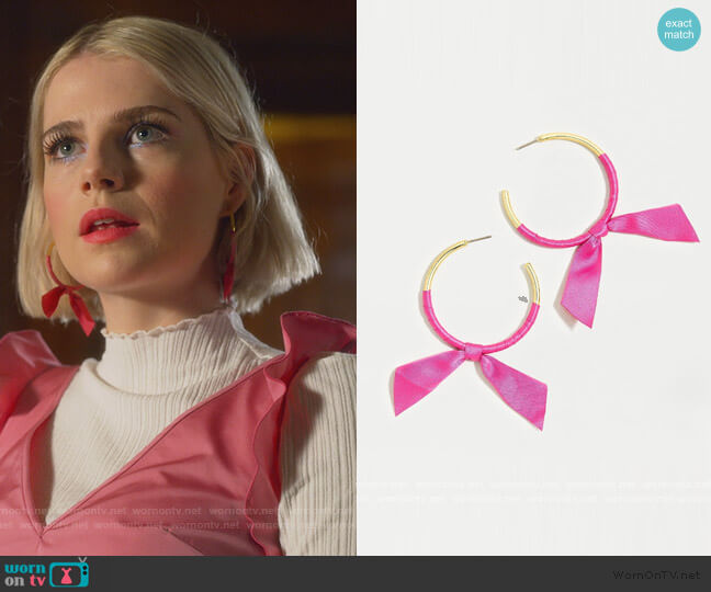 Ribbon Tie Earrings by J. Crew worn by Astrid (Lucy Boynton) on The Politician