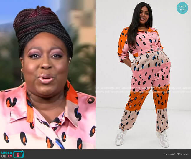 Jumpsuit with Belt in Contrasting Leopard Print by Liquorish at Asos worn by Loni Love on The View