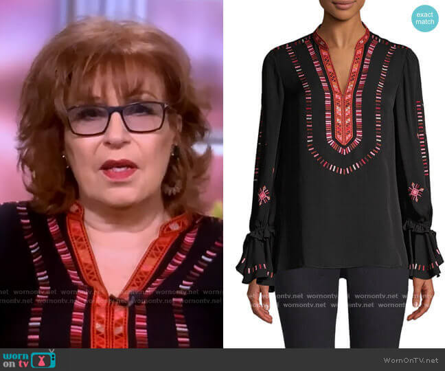 Junie Embroidered Silk Blouse by Kobi Halperin worn by Joy Behar on The View