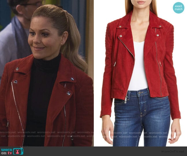 Ryder Suede Moto Jacket by L'Agence worn by Stephanie Tanner (Jodie Sweetin) on Fuller House