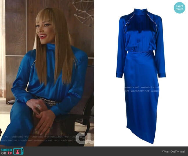 Embellished High-Neck Dress by Michelle Mason  worn by Dominique Deveraux (Michael Michele) on Dynasty