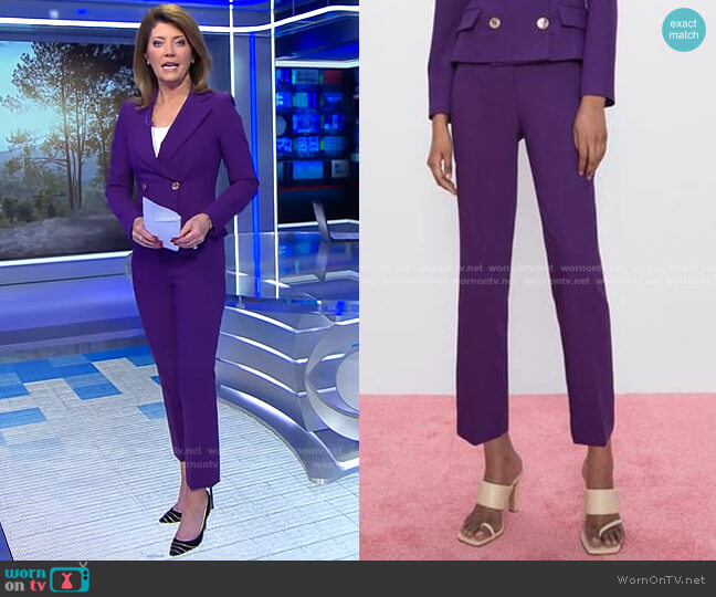 Mini Flare Pants by Zara worn by Norah O'Donnell  on CBS Evening News