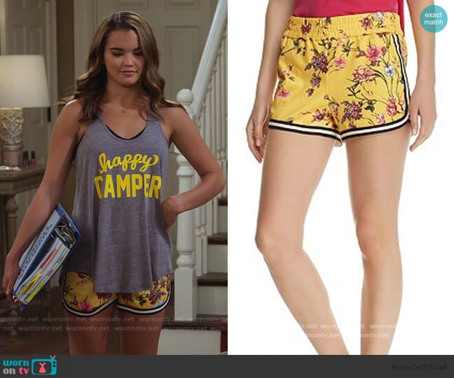 Floral Dolphin Shorts by Pam & Gela worn by Alexa Mendoza (Paris Berelc) on Alexa & Katie