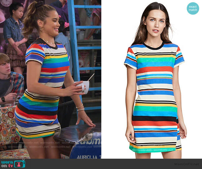 Stripe Print T-Shirt Dress by Pam & Gela worn by Alexa Mendoza (Paris Berelc) on Alexa & Katie
