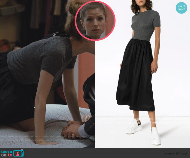 knitted top flared midi-dress by Prada worn by Darby (Anna Kendrick) on Love Life