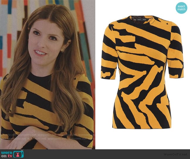 Zebra-jacquard sweater by Proenza Schouler worn by Darby (Anna Kendrick) on Love Life