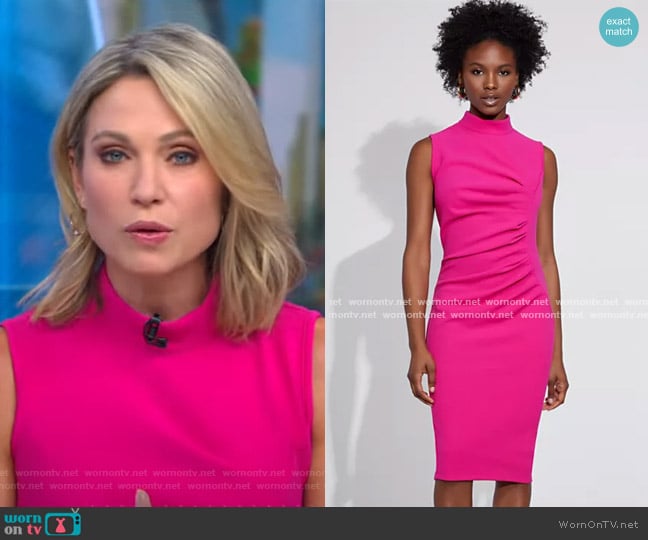 Ruched Sheath Dress - Gabrielle Union Collection by New York & Company worn by Amy Robach on Good Morning America