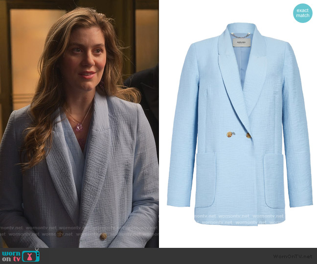 Amboy Foam Double-Breasted Blazer by Rachel Comey worn by McAfee (Laura Dreyfuss) on The Politician